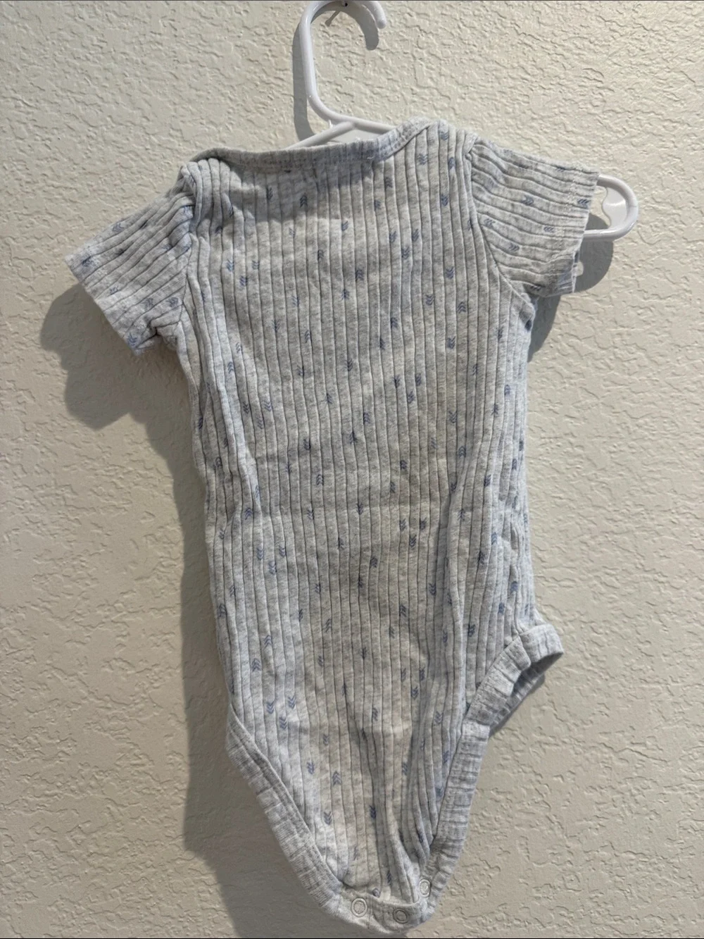 Rabbit Skins Light Gray Ribbed Baby One-Piece with Blue Dot Detail